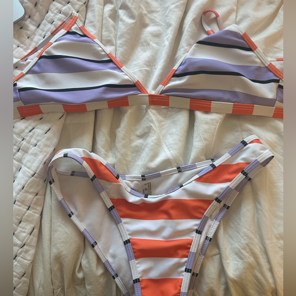 Striped Bikini Set in Orange and Purple